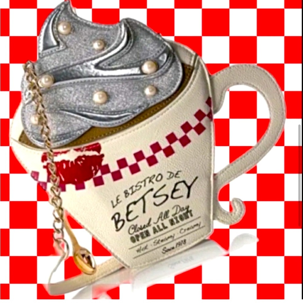 Betsey Johnson Kitsch Brewed Awakening Coffee Cup Crossbody Bag